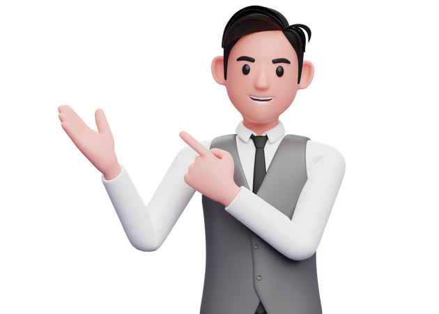 Businessman Pointing and recommending pose  3D Illustration