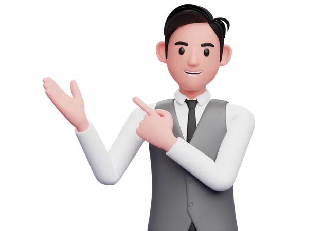 Businessman Pointing and recommending pose  3D Illustration