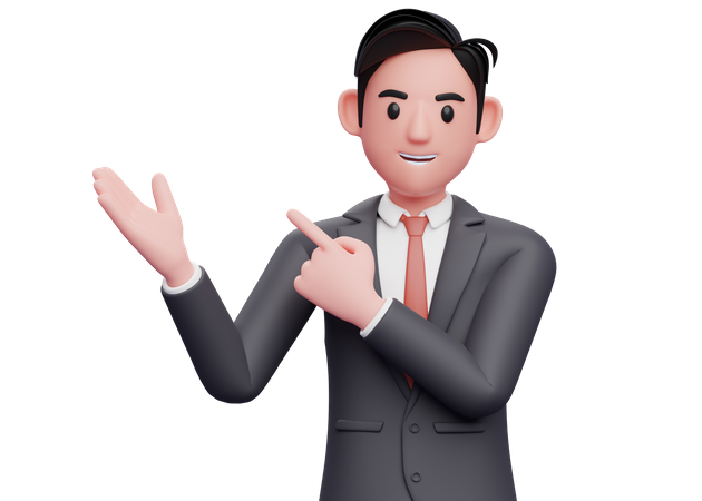 Businessman Pointing and recommending pose  3D Illustration