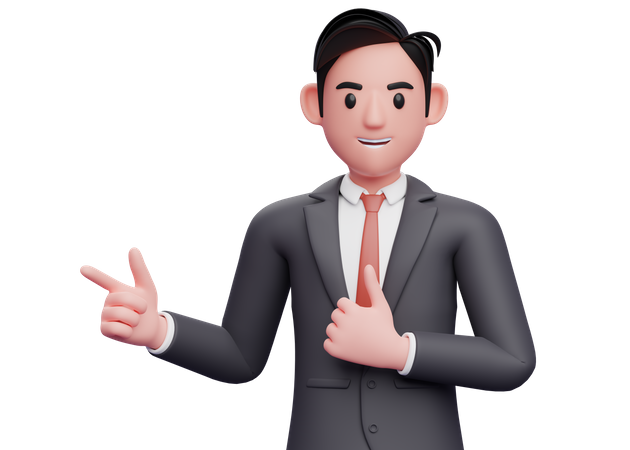 Businessman pointing and thumbs up  3D Illustration