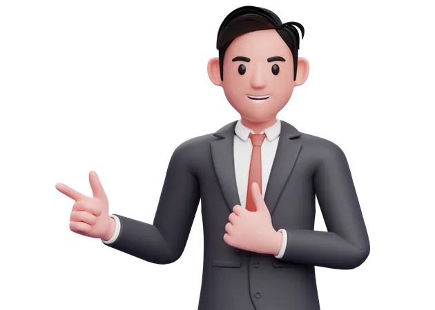 Businessman pointing and thumbs up  3D Illustration