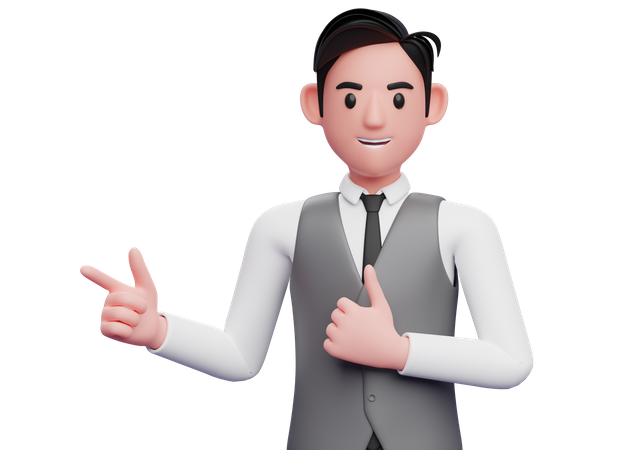 Businessman  pointing and thumbs up  3D Illustration