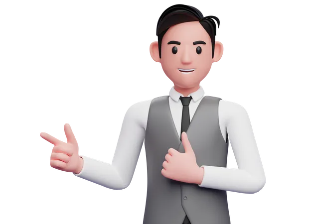 Businessman  pointing and thumbs up  3D Illustration