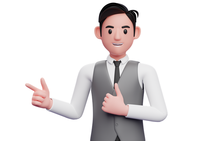 Businessman  pointing and thumbs up 3D Illustration