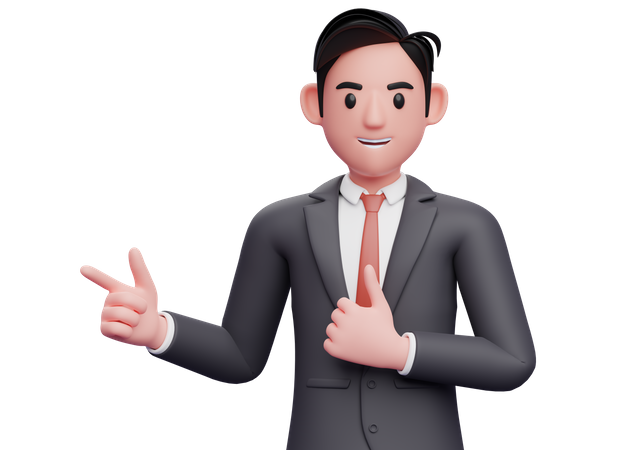 Businessman pointing and thumbs up 3D Illustration