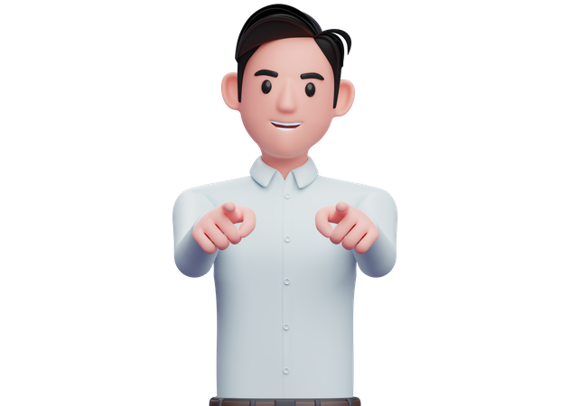 Businessman pointing at camera with both hands  3D Illustration