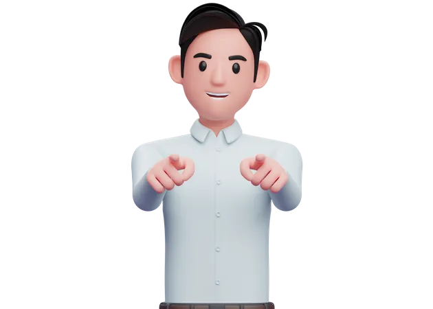 Businessman pointing at camera with both hands  3D Illustration