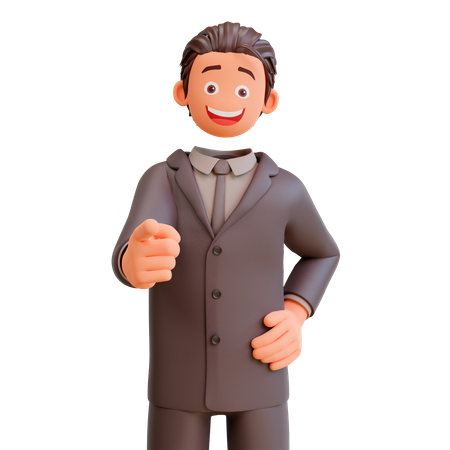Businessman pointing at front  3D Icon