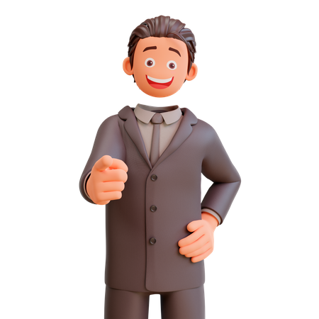 Businessman pointing at front 3D Illustration
