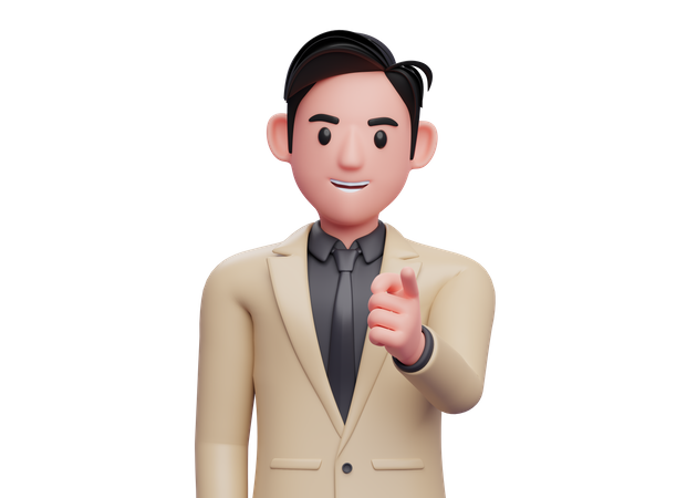 Businessman Pointing finger at front 3D Illustration