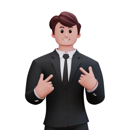 Businessman Pointing At Yourself  3D Illustration