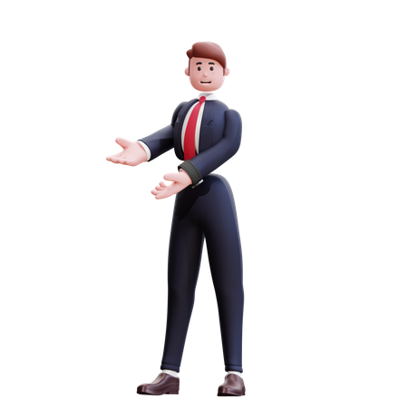 Businessman pointing both hands  3D Icon