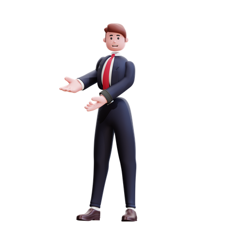 Businessman pointing both hands  3D Illustration