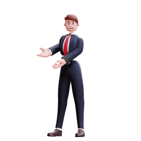 Businessman pointing both hands  3D Illustration