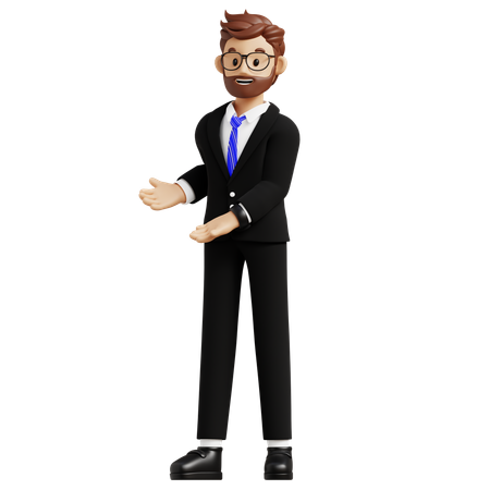 Businessman Pointing Both Hands  3D Illustration