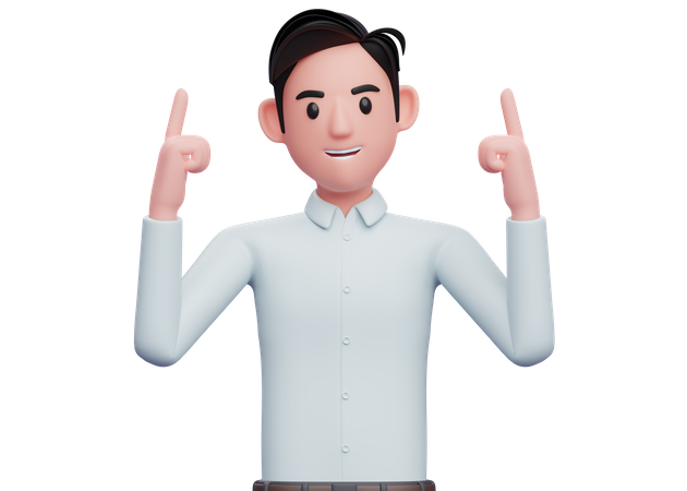 Businessman pointing both index fingers upwards  3D Illustration