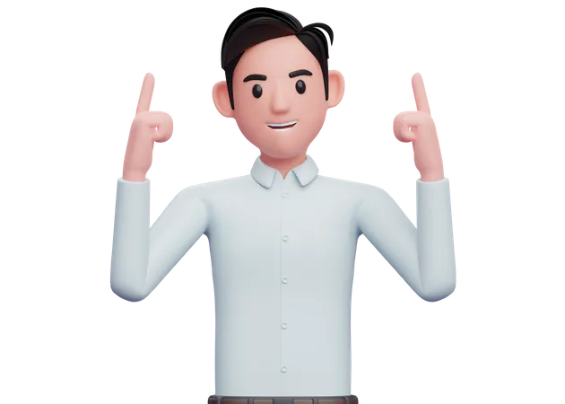 Businessman pointing both index fingers upwards  3D Illustration