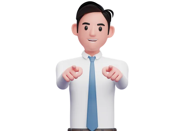 Businessman pointing camera with both index finger  3D Illustration