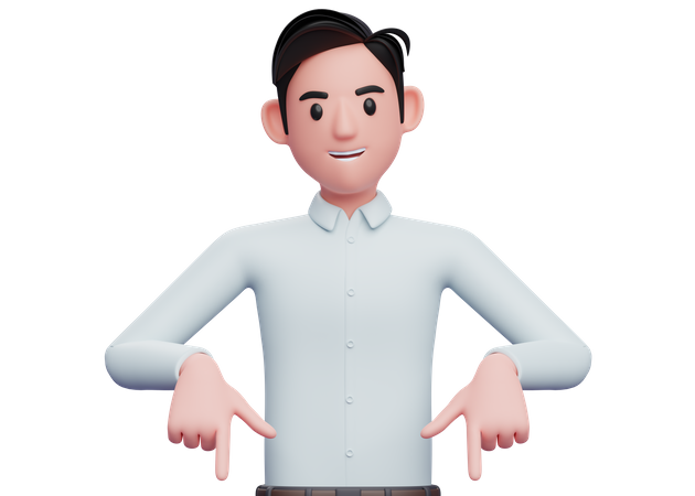 Businessman pointing down  3D Icon