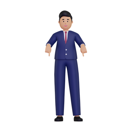 Businessman pointing down  3D Icon