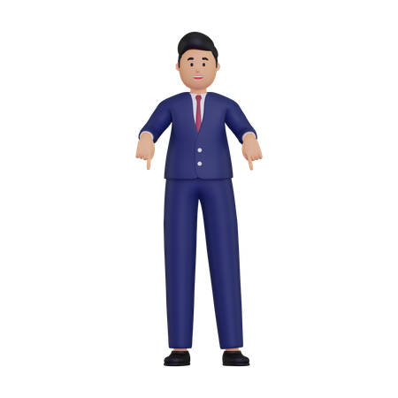 Businessman pointing down  3D Illustration