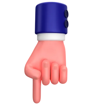 Businessman pointing down hand gesture  3D Icon