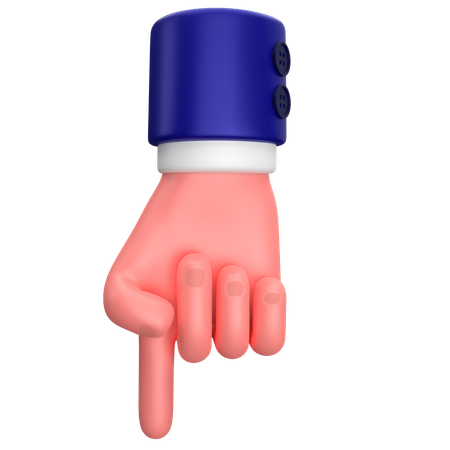Businessman pointing down hand gesture 3D Icon