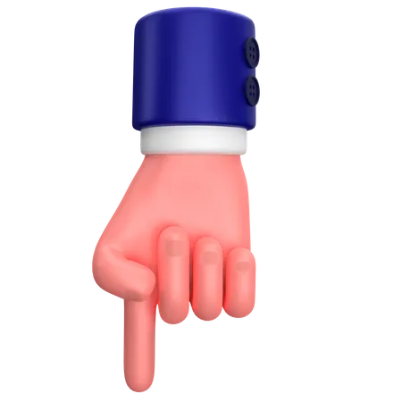 Businessman pointing down hand gesture 3D Icon