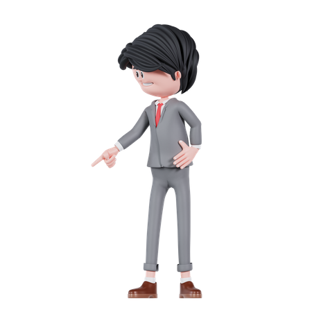 Businessman Pointing Down Right Side  3D Icon