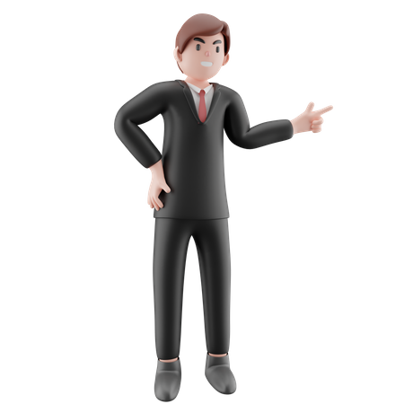 Businessman pointing finger  3D Icon