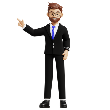 Businessman Pointing Finger  3D Illustration