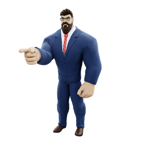 Businessman Pointing Finger 3D Illustration