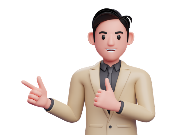 Businessman pointing finger and showing thumbs up  3D Icon