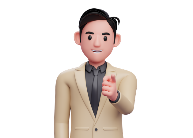 Businessman Pointing finger at front  3D Icon