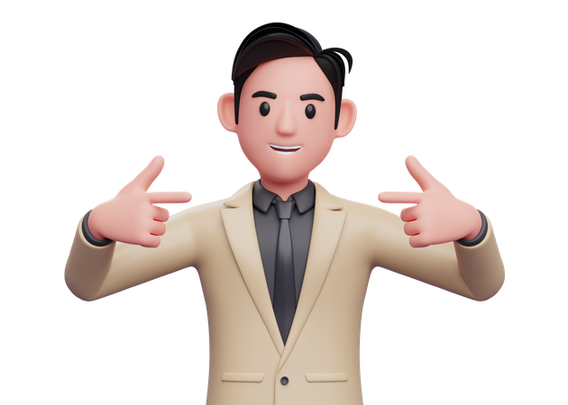 Businessman pointing finger at himself  3D Icon