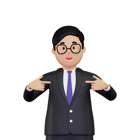 Businessman pointing finger at himself  3D Icon