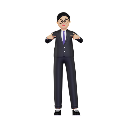 Businessman pointing finger at himself  3D Icon