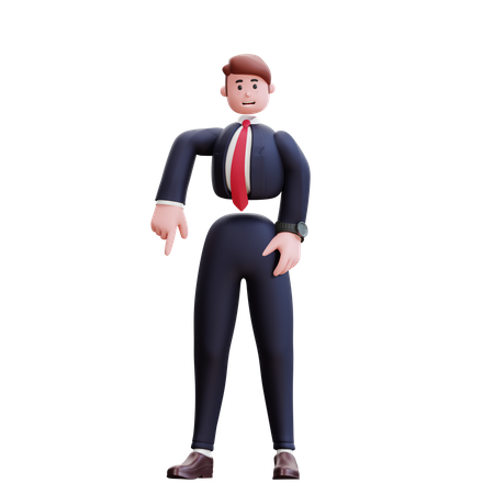 Businessman pointing finger down  3D Illustration