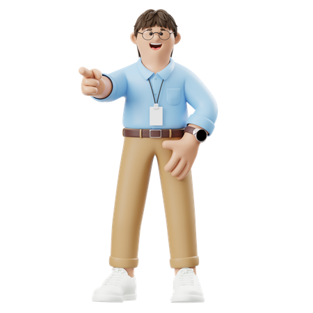 Businessman Pointing Finger Forward  3D Illustration