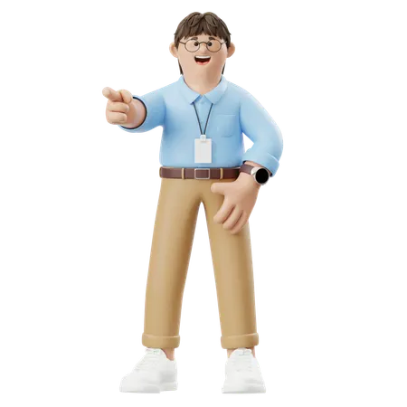 Businessman Pointing Finger Forward  3D Illustration
