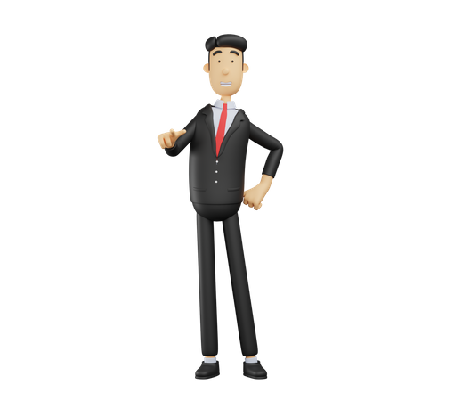 Businessman pointing finger in front  3D Illustration