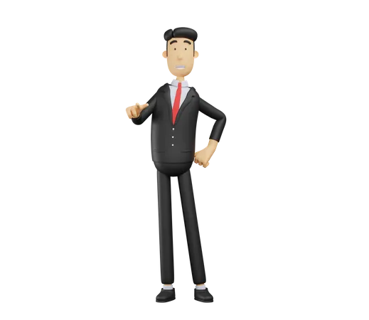 Businessman pointing finger in front  3D Illustration