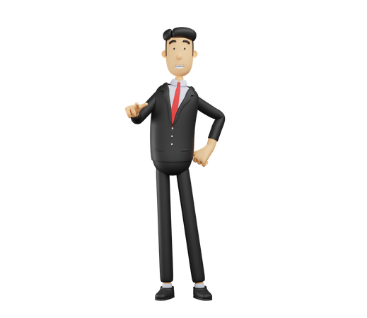 Businessman pointing finger in front 3D Illustration