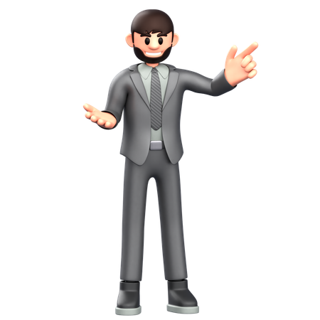 Businessman pointing finger towards right  3D Illustration