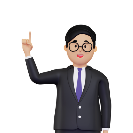 Businessman pointing finger up  3D Icon