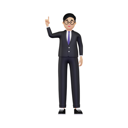 Businessman pointing finger up  3D Icon