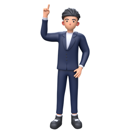 Businessman pointing finger up  3D Icon