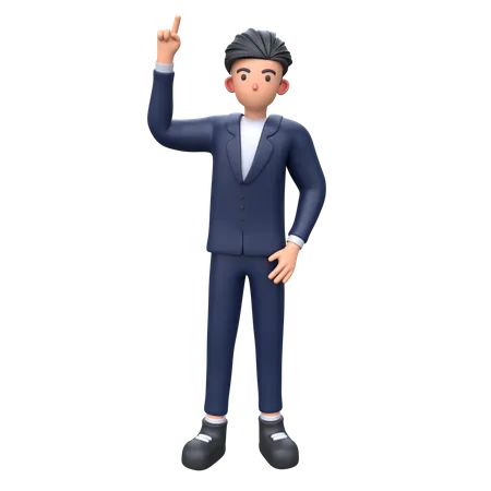 Businessman pointing finger up  3D Illustration