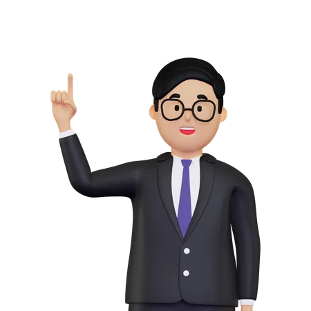 Businessman pointing finger up  3D Illustration