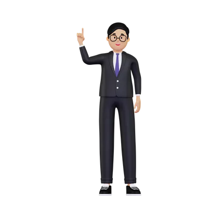 Businessman pointing finger up  3D Illustration